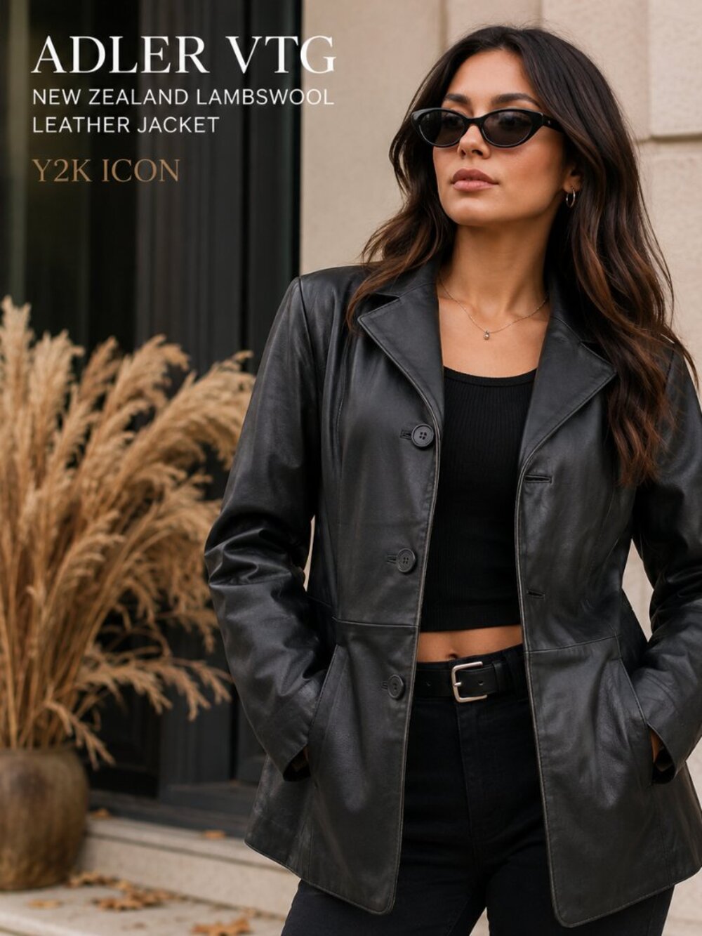 Adler VTG Women's SZ M New Zeland Lambswool Leather Jacket In Black Y2K